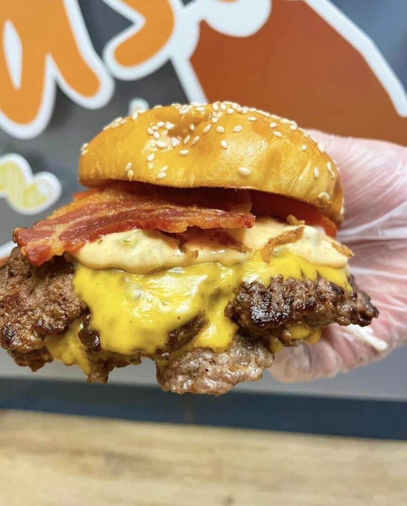 A juicy Street Pasta smash burger