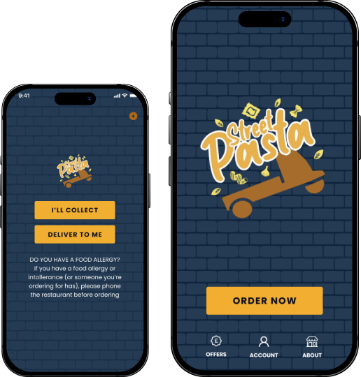 Street Pasta mobile ordering app